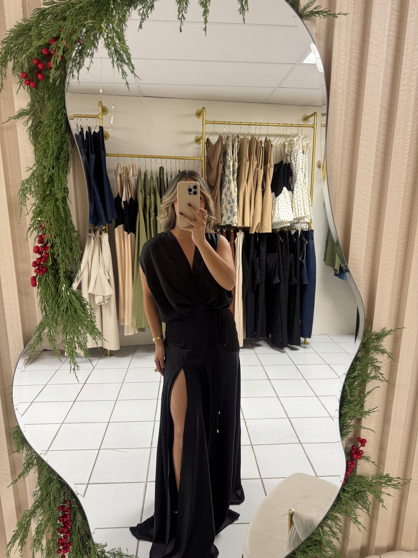 Satin Pleated Gown