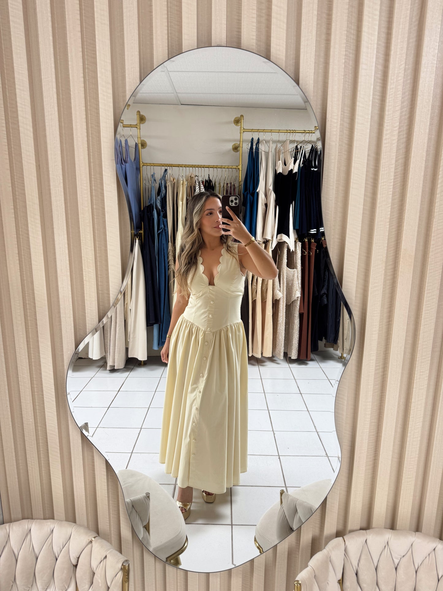 Soft Yellow Midi Dress