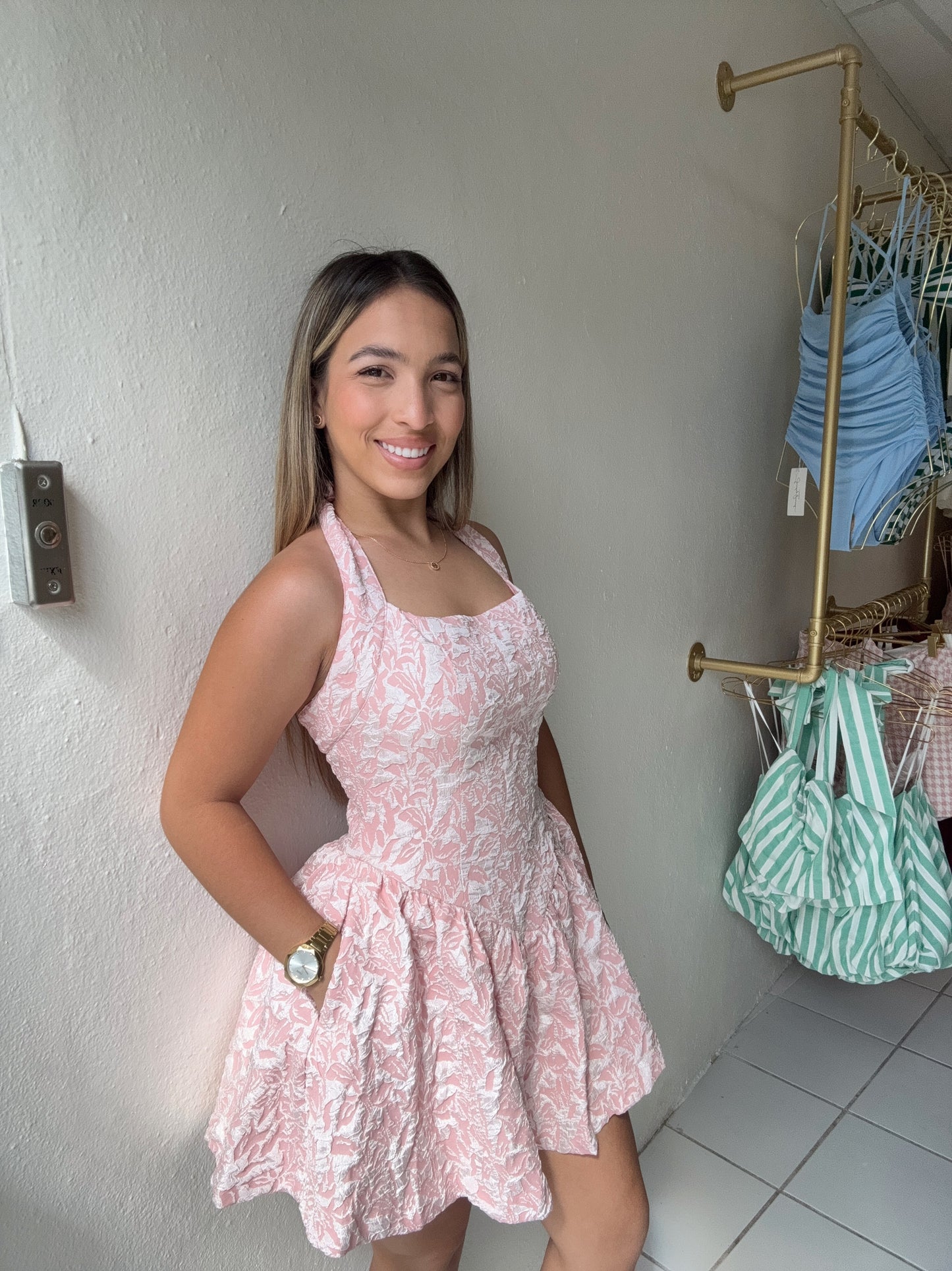 Jacquard Halter Dress