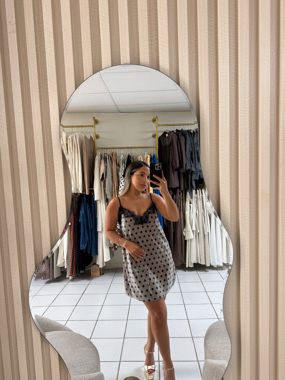 Polka Dot Sequin Mini Dress