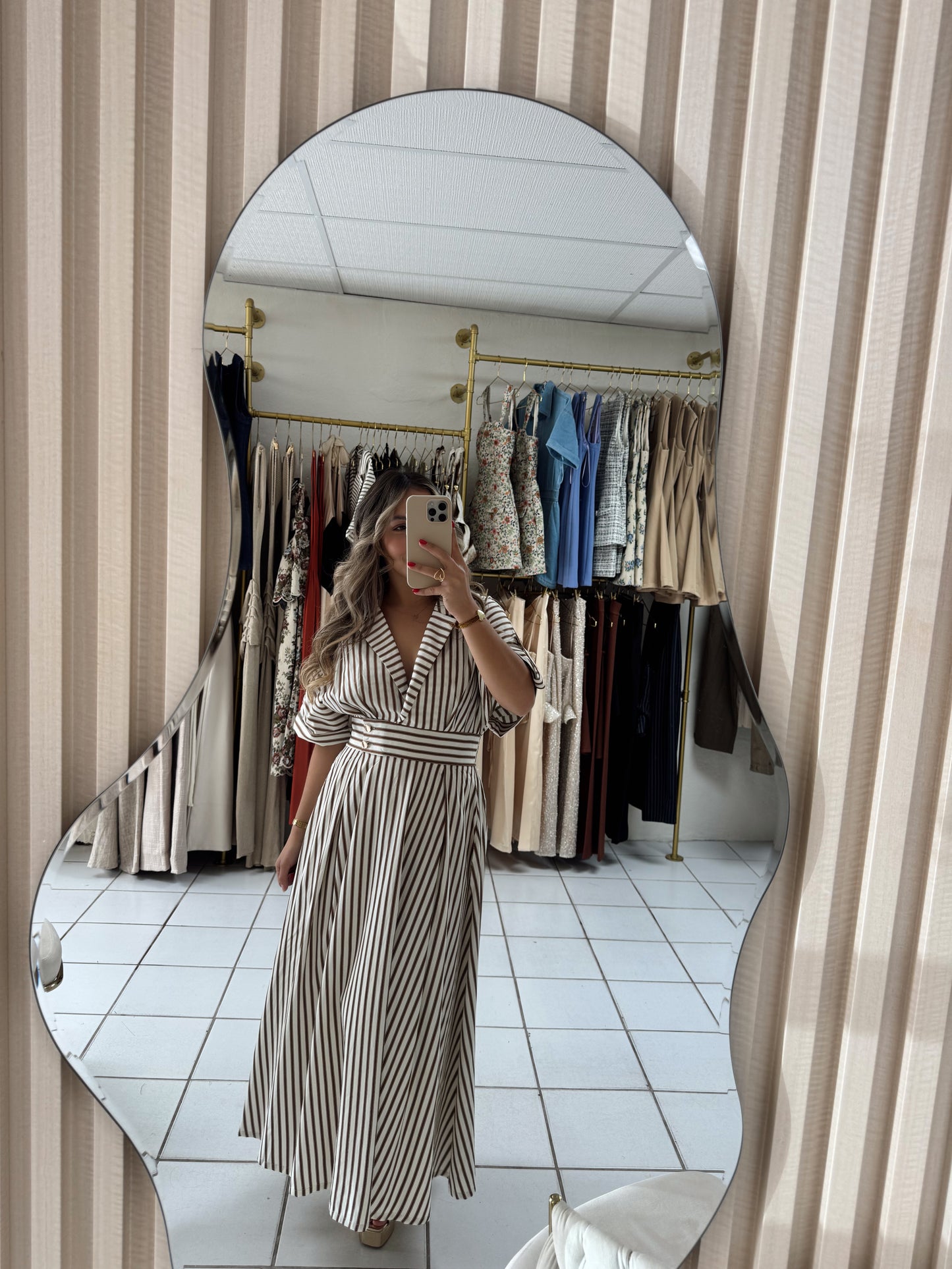 Midi Stripes Chocolate Dress