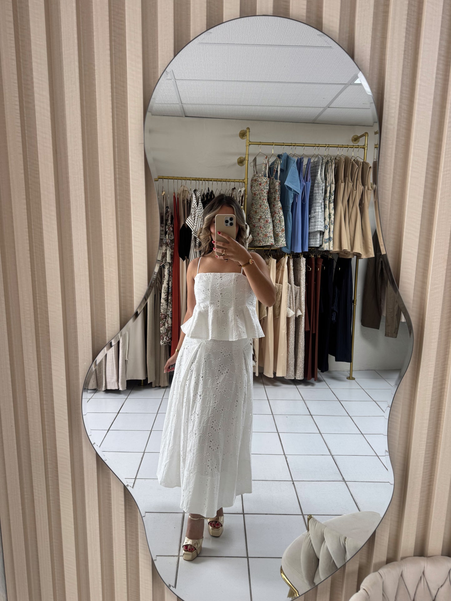 Garden Eyelet Peplum Set