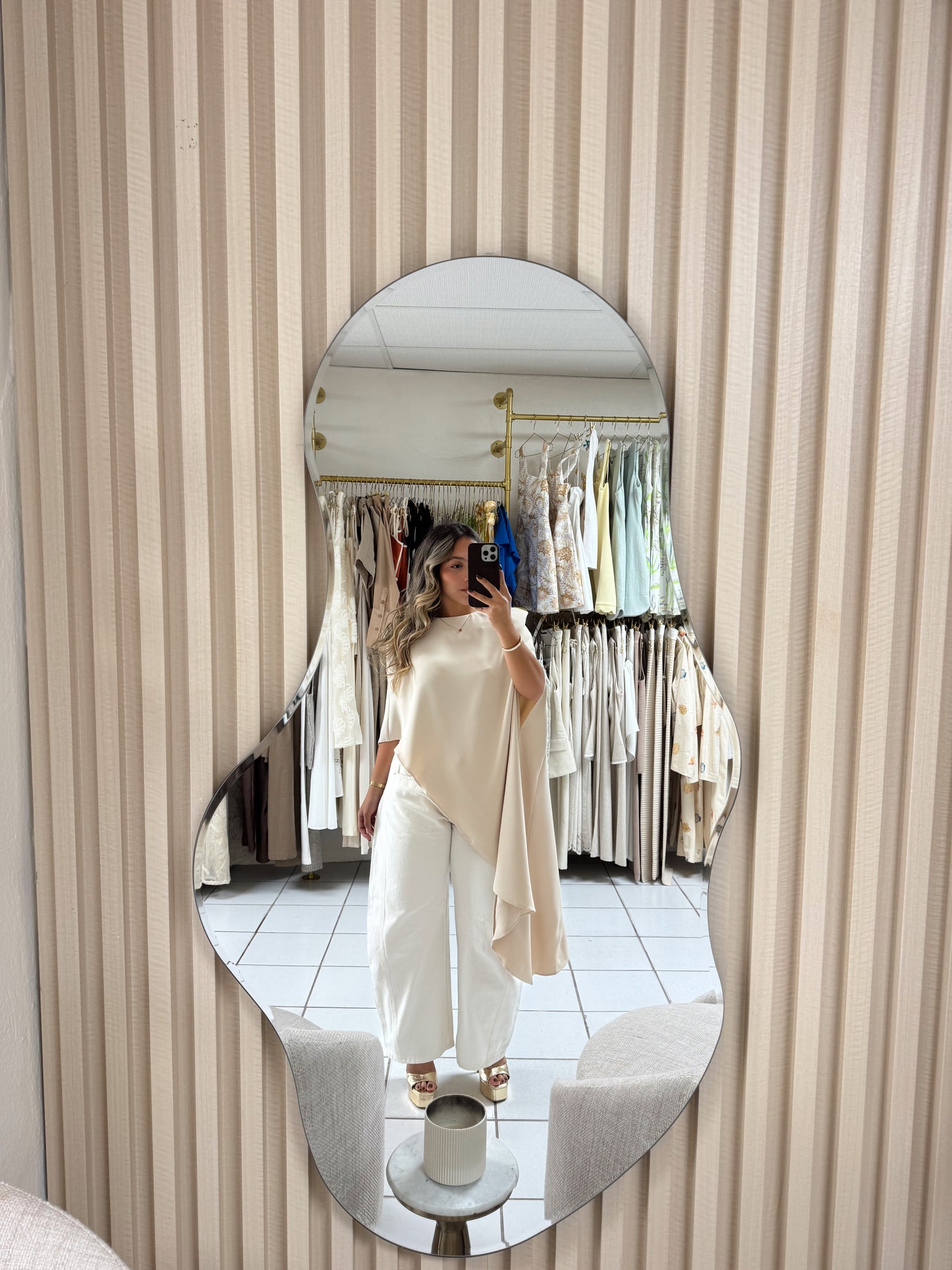 Solid Cape Top Nude