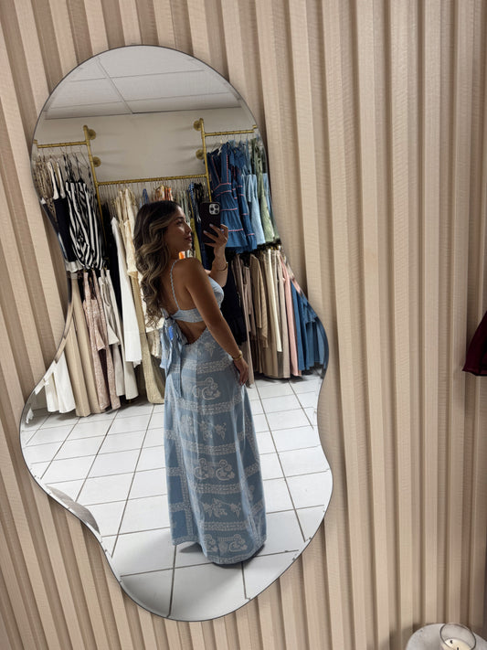 Embossed Chambray Maxi Dress
