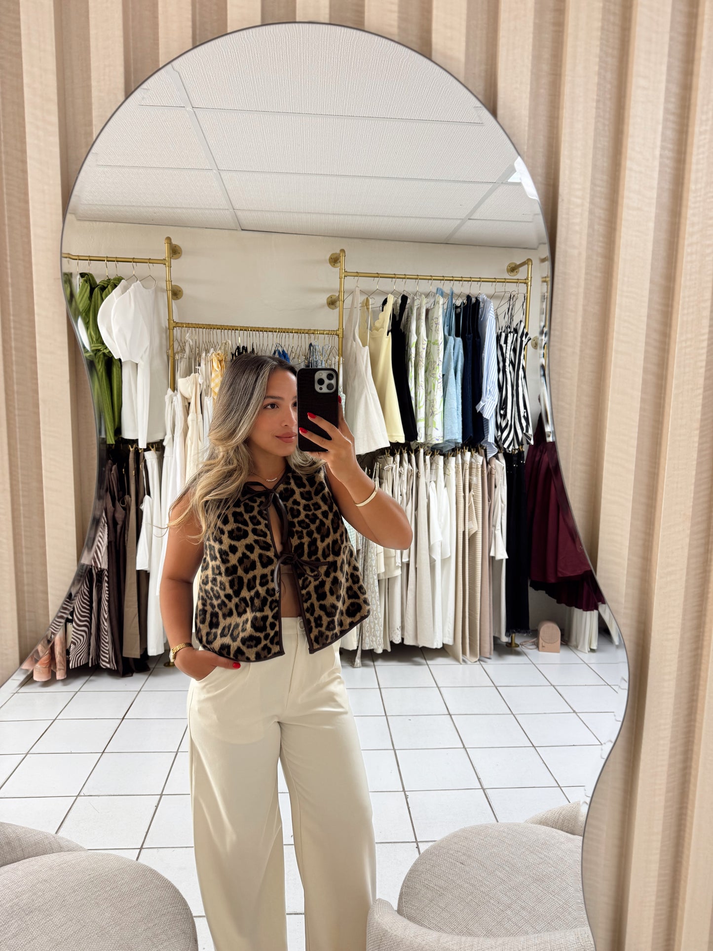 Leopard Felt Vest