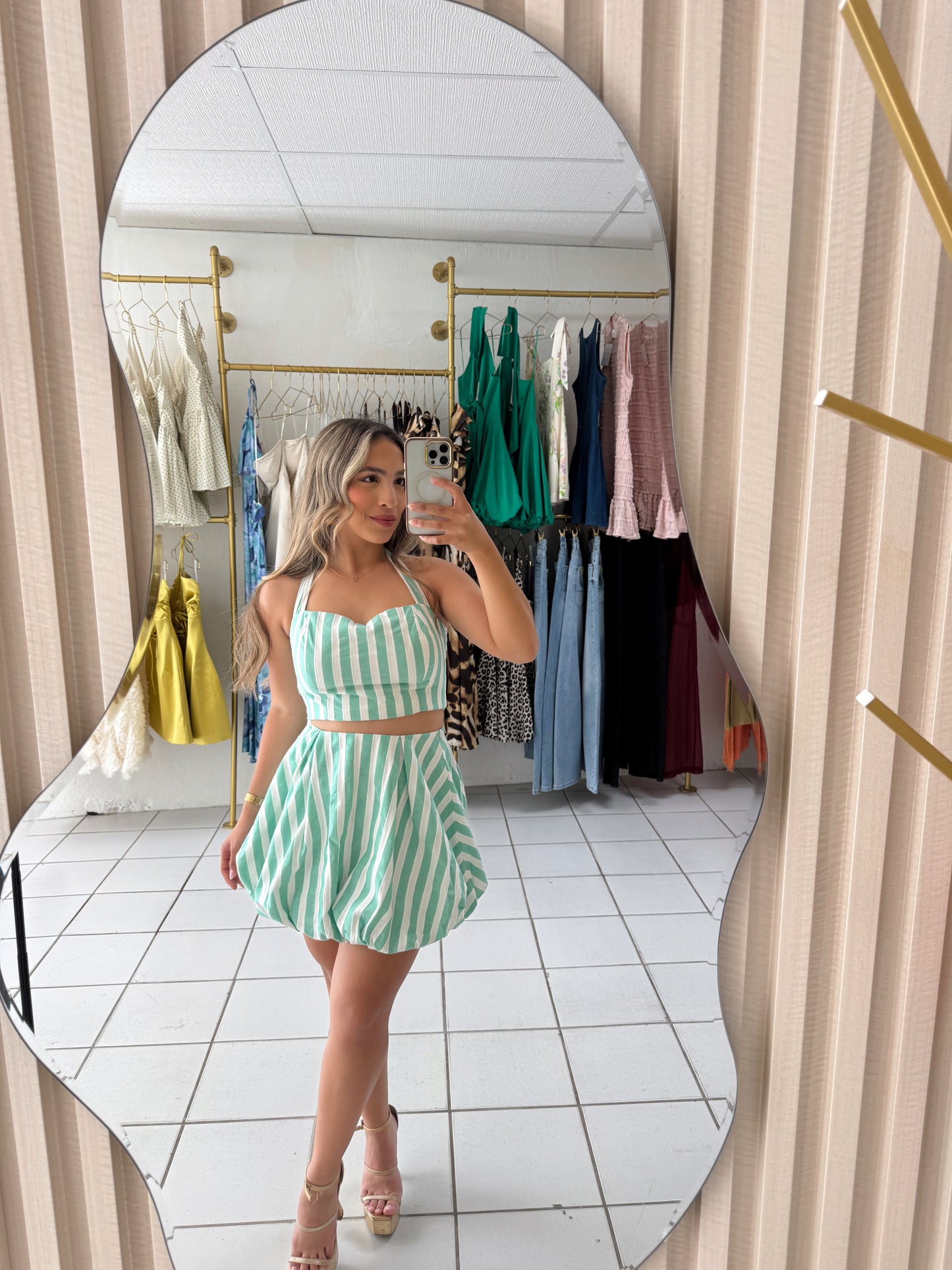 Stripe Skirt Bubble Skirt