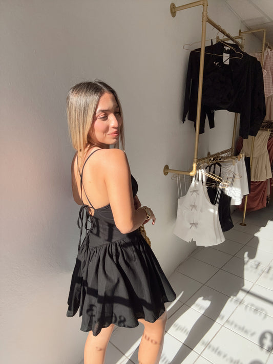 Flare Black Mini Dress