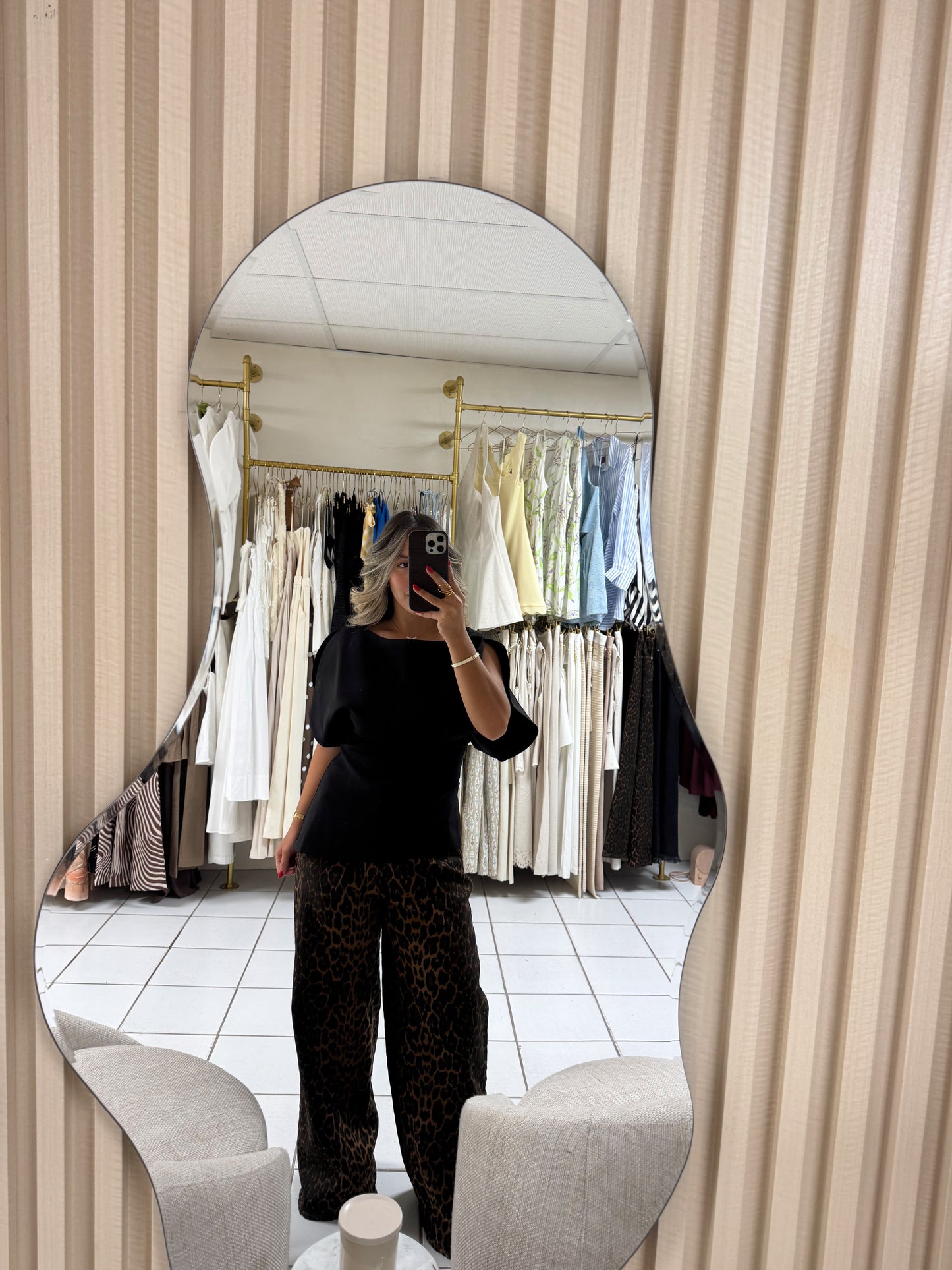 Asymmetrical Cutout Black Top