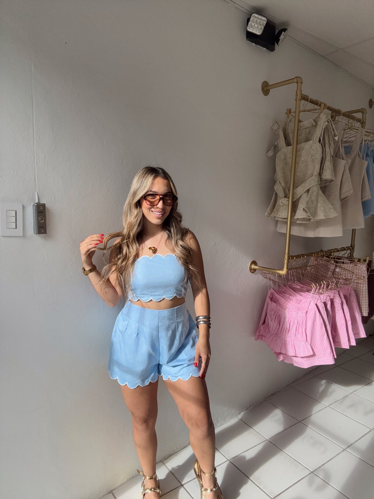 Detailed Blue Pant Set