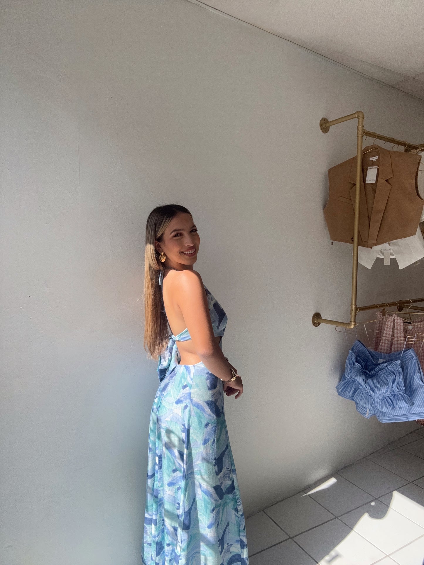 Santia Cutout Halter Maxi Dress