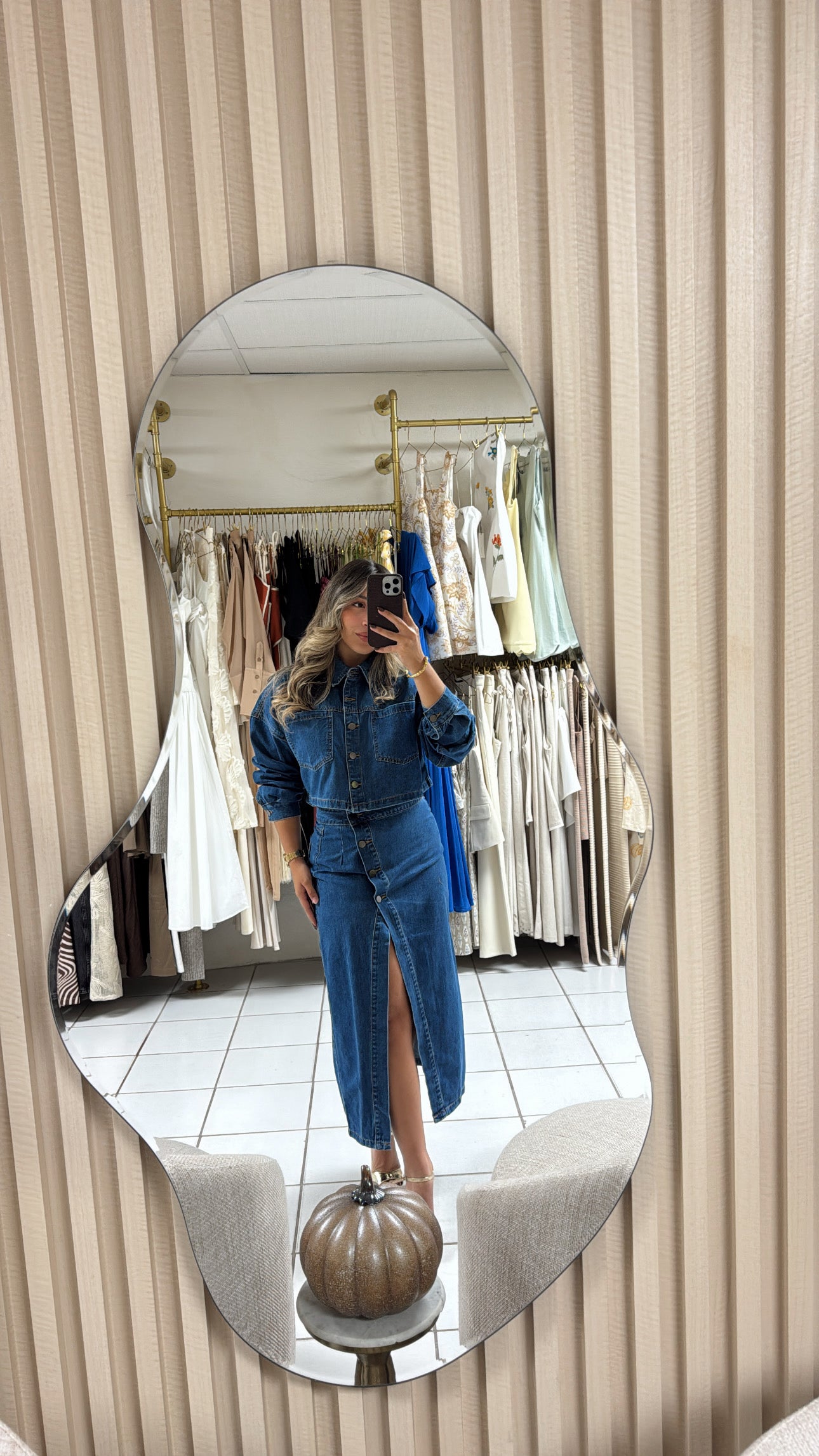 Denim jacket and skirt set