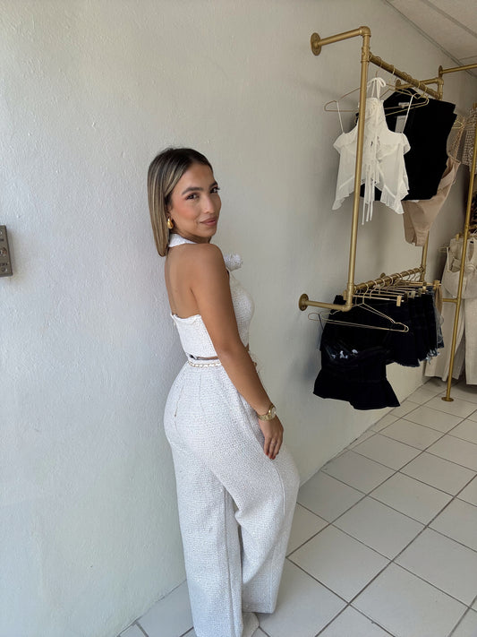 Sequin Textured Belted Set