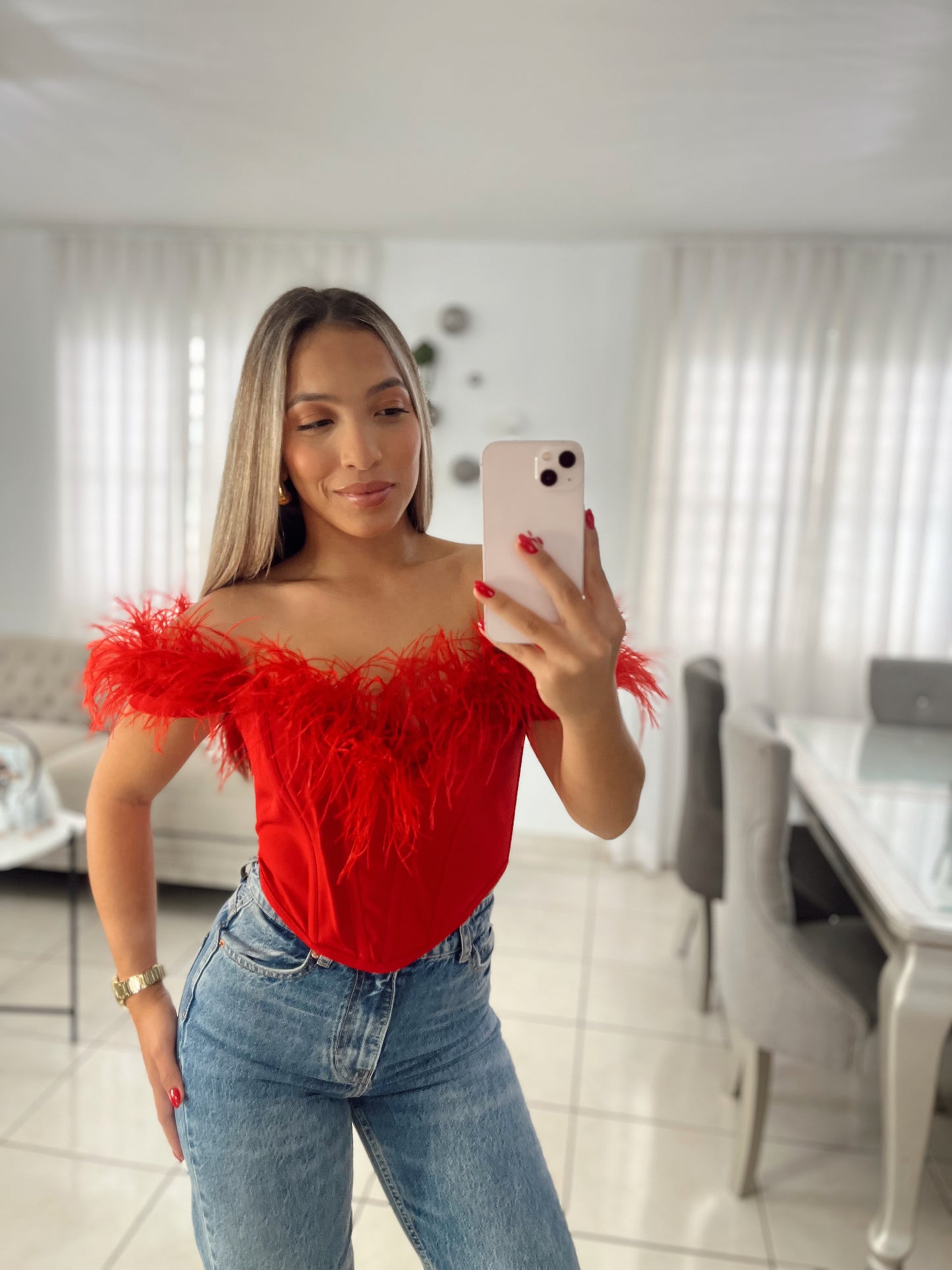Red Feathers Top