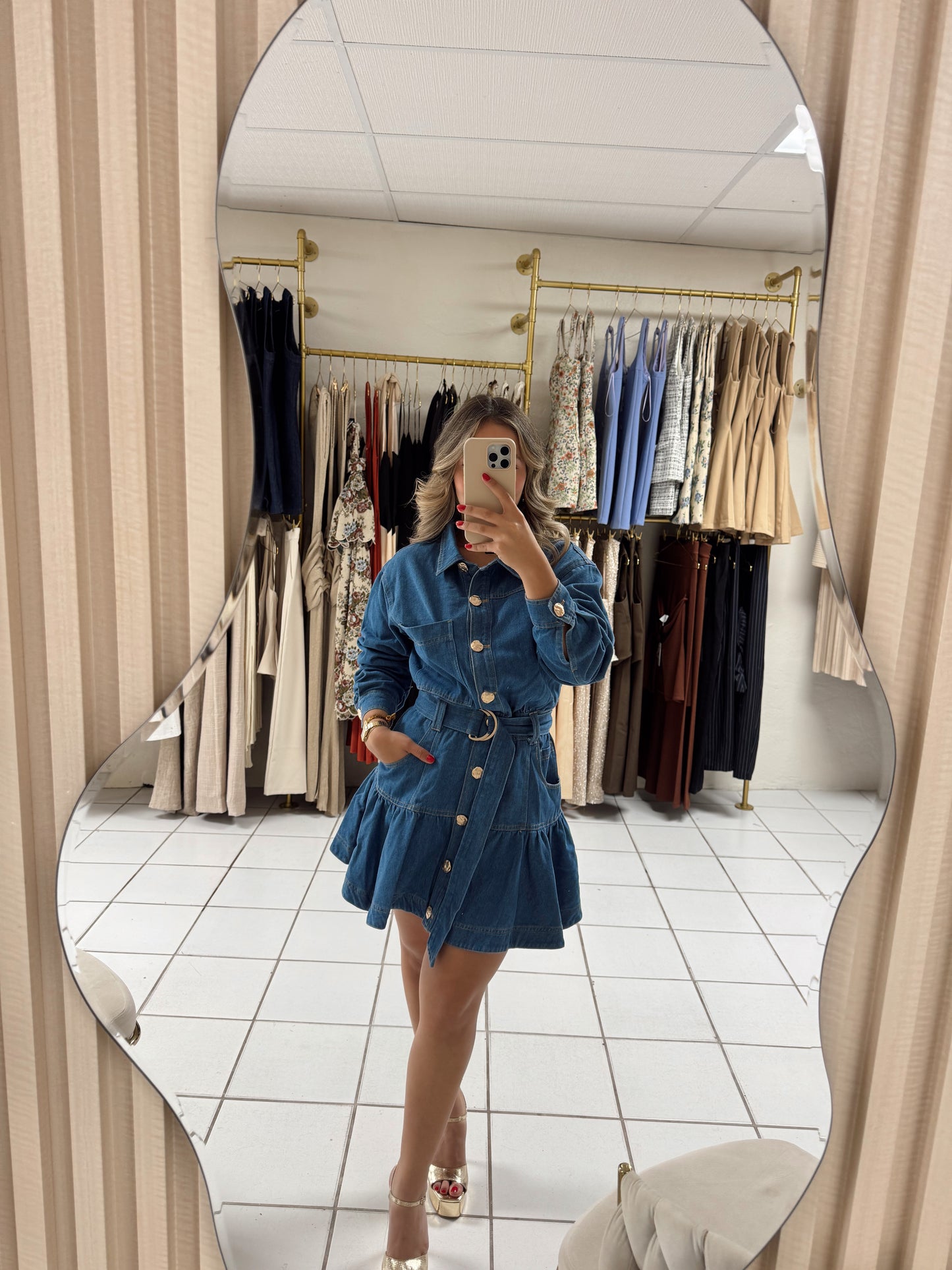 Denim Belted Dress