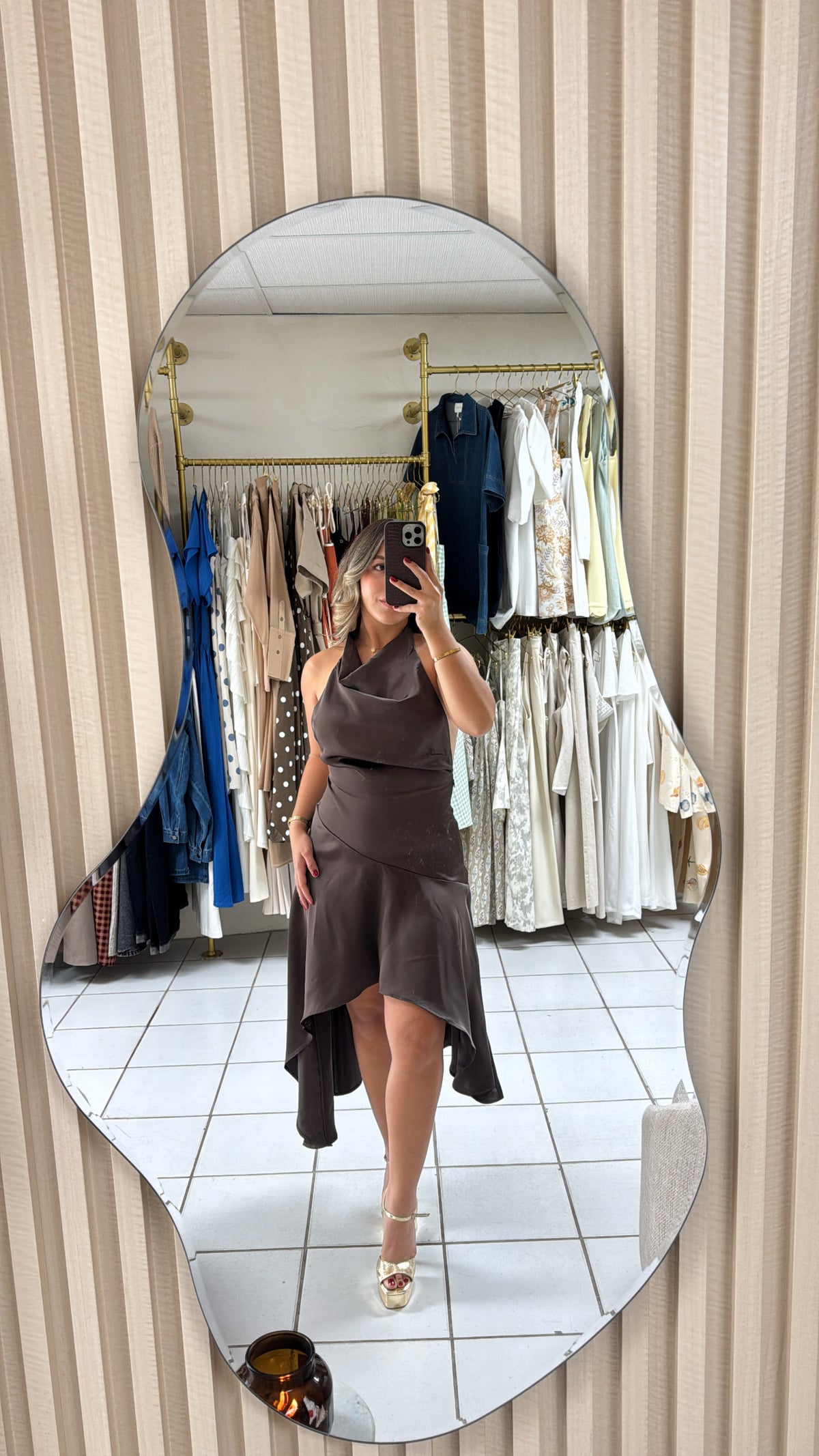 Satin Asymmetrical Lace Dress