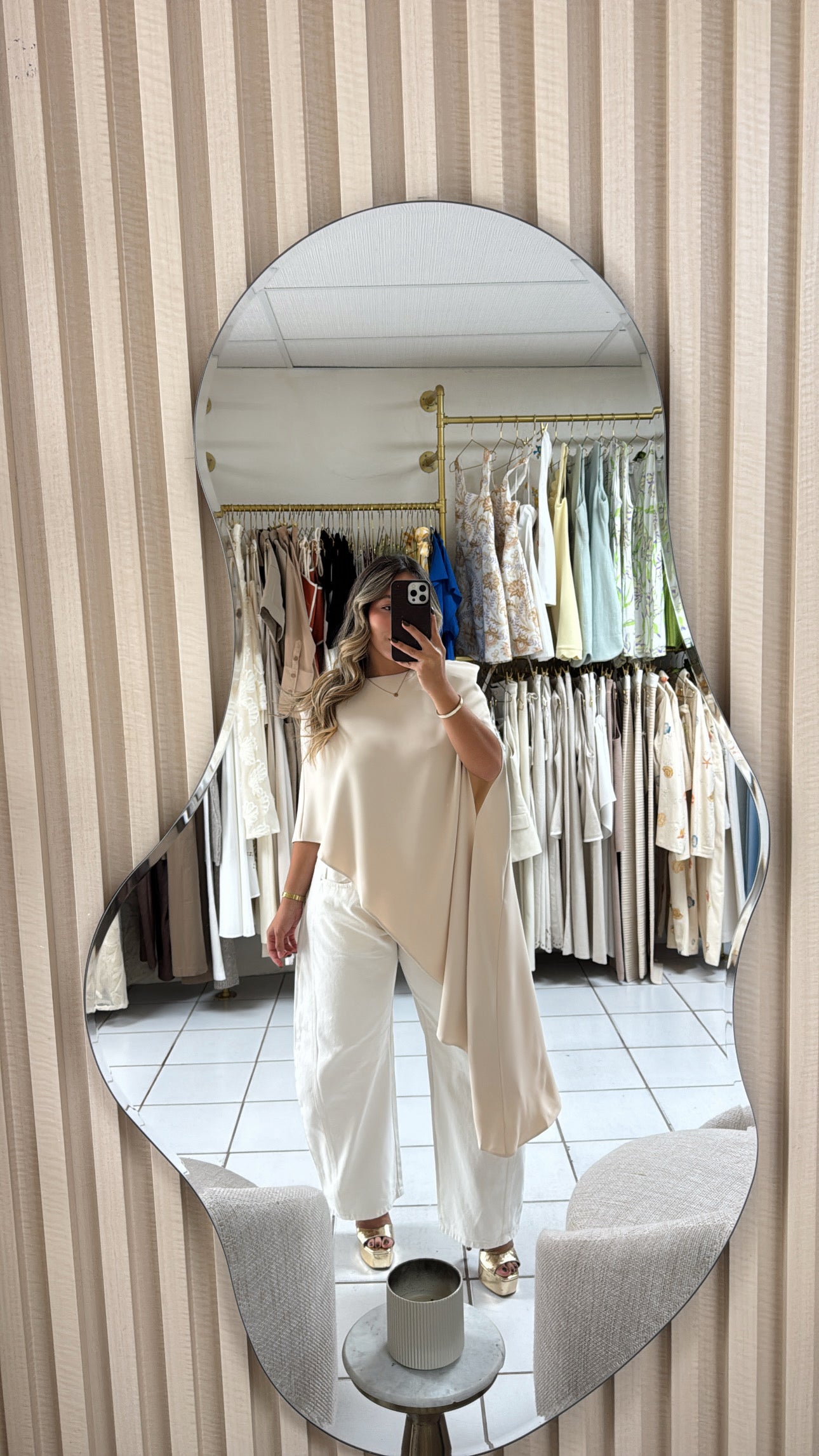 Bone White Barrel Jean
