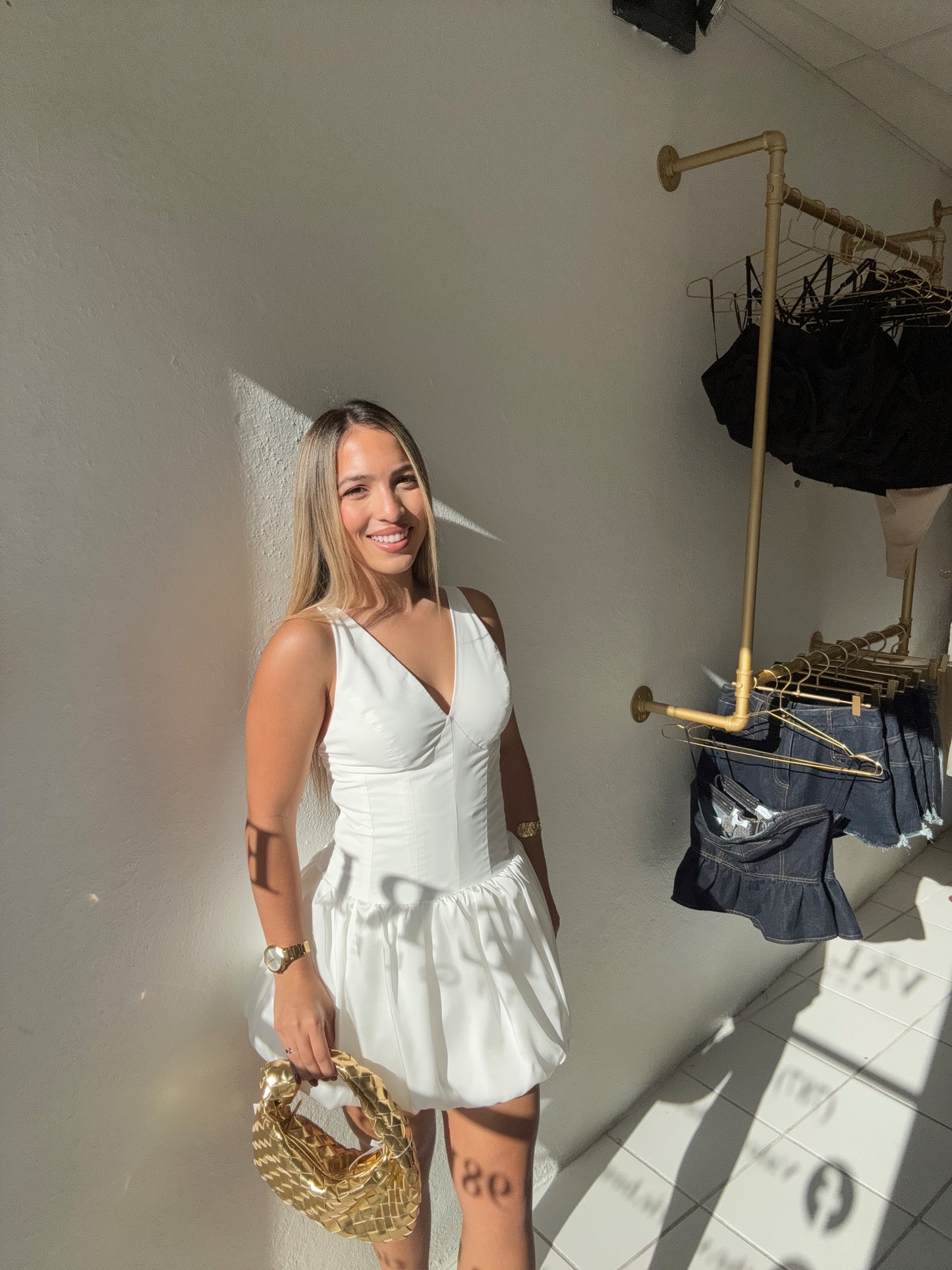 Satin Corset White Dress