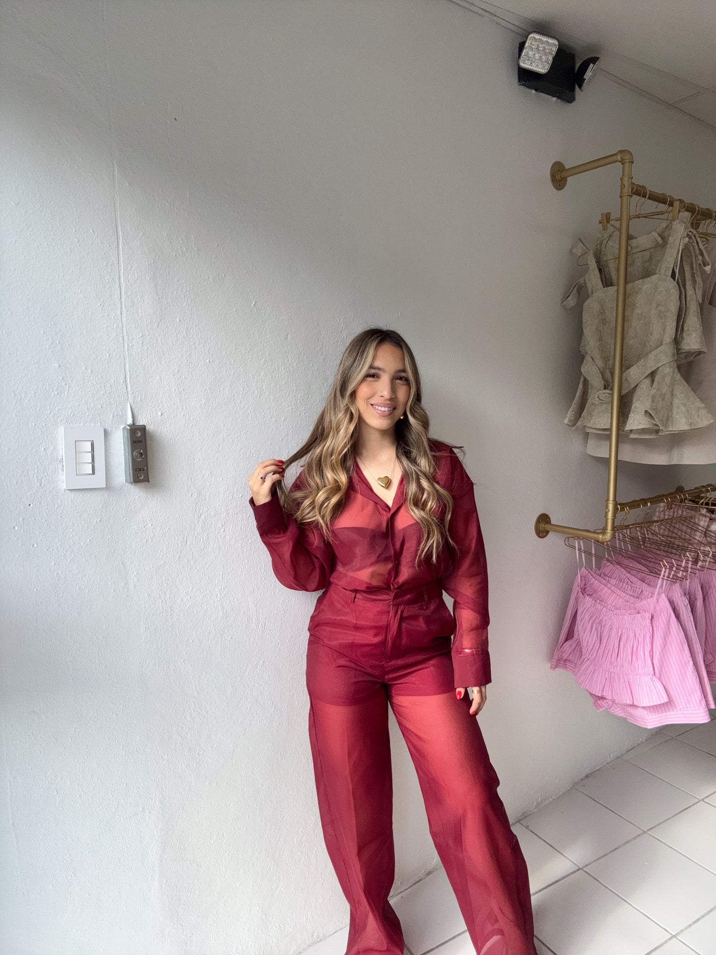 Organza Burgundy Top