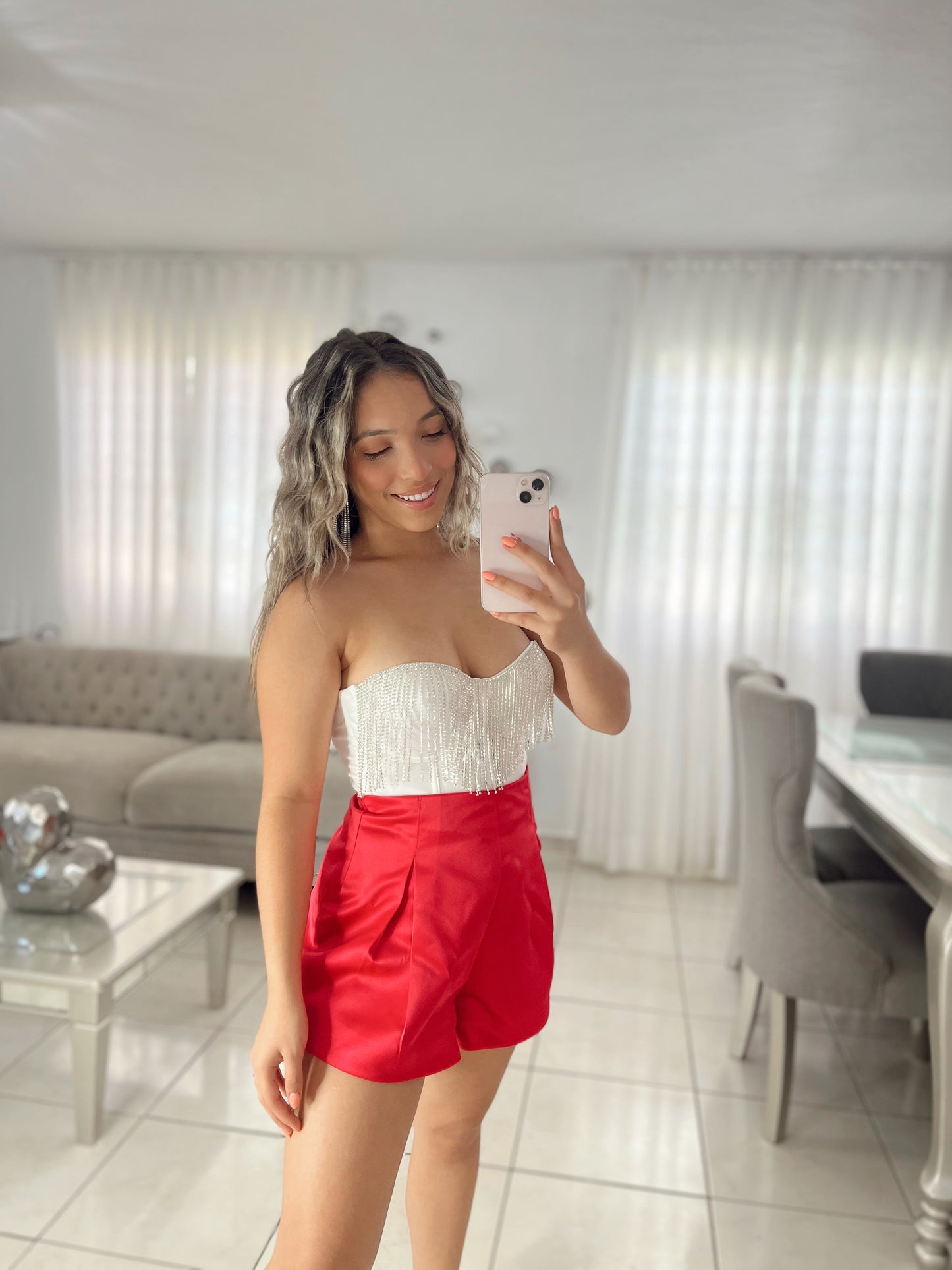 Rhinestone White Top is