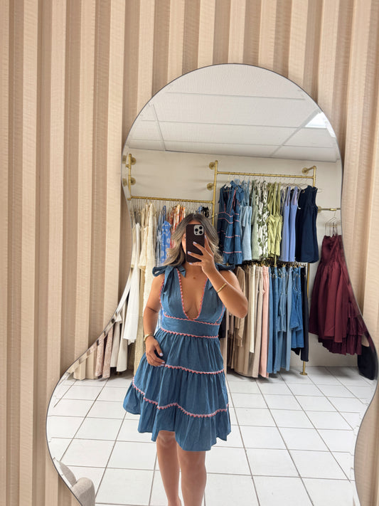 Scalloped Trim Short Dress