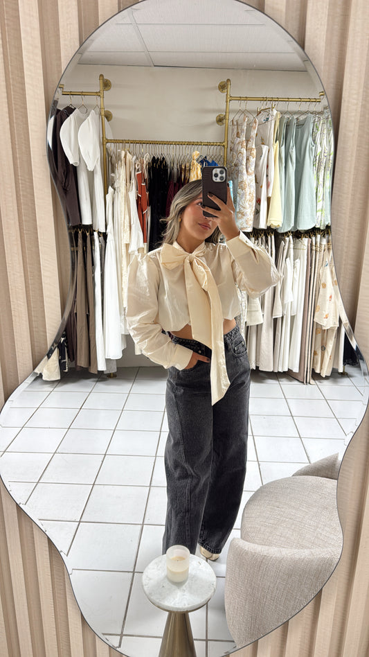 Taffeta Bow Tie Cropped Top