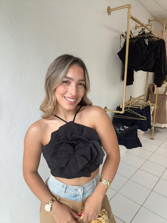 Flower Black Top