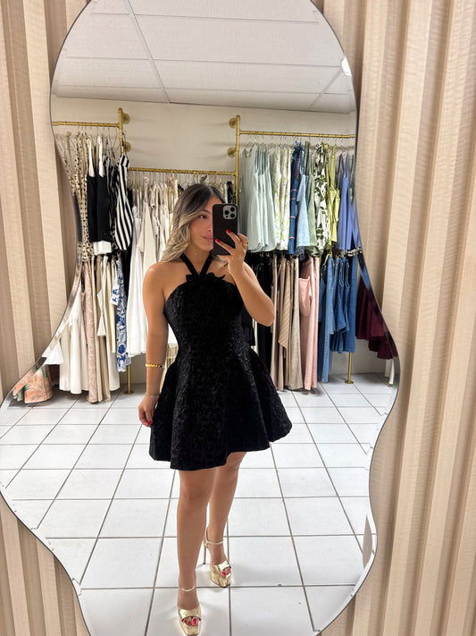 Textured Bow Mini Dress