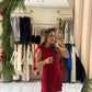 Floral Trimed Satin Dress
