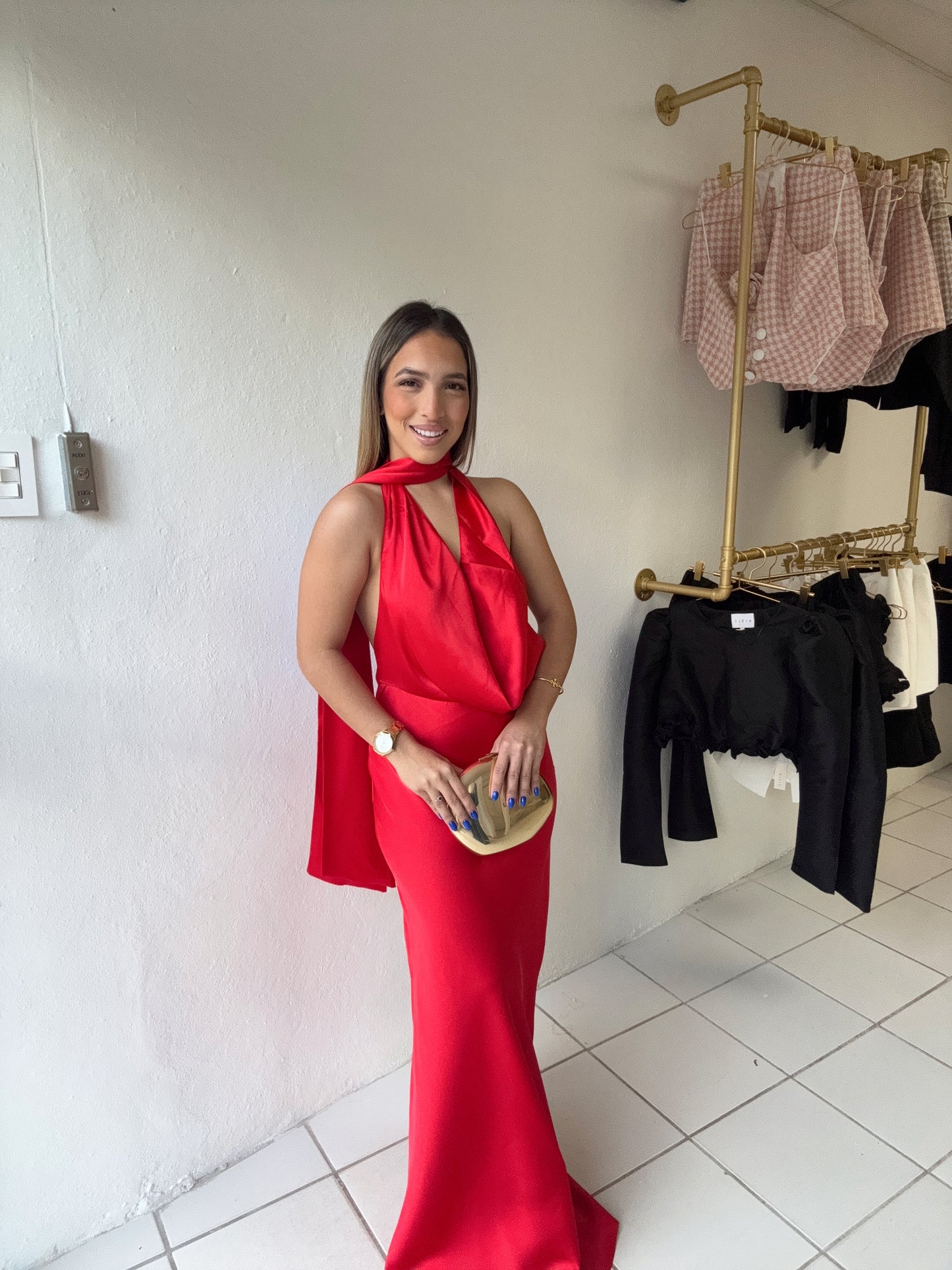 Solid Satin Red Maxi