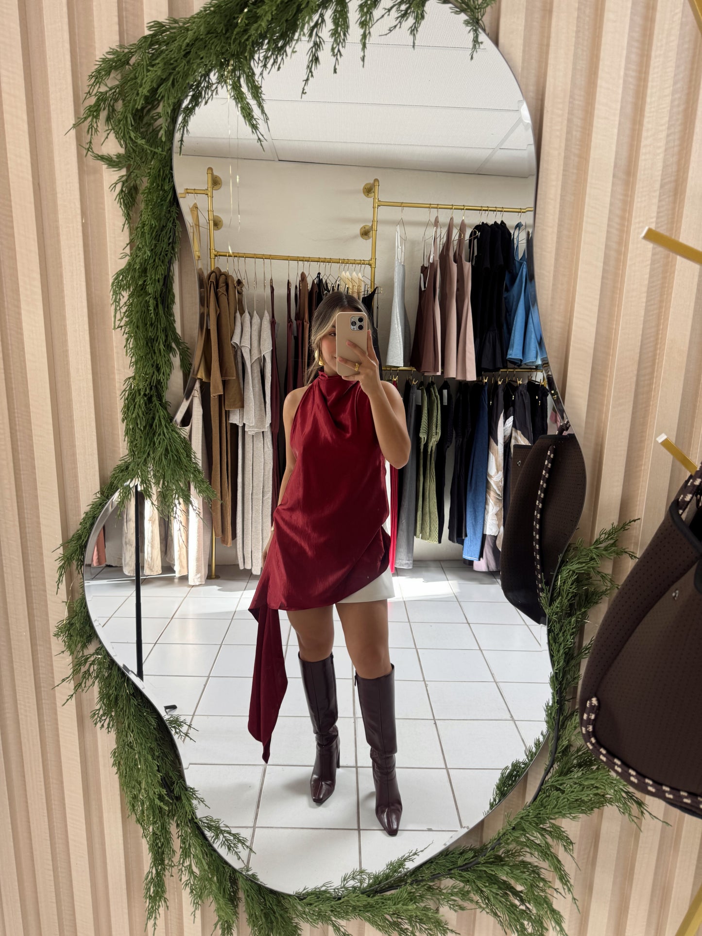 Halter Satin Top Wine