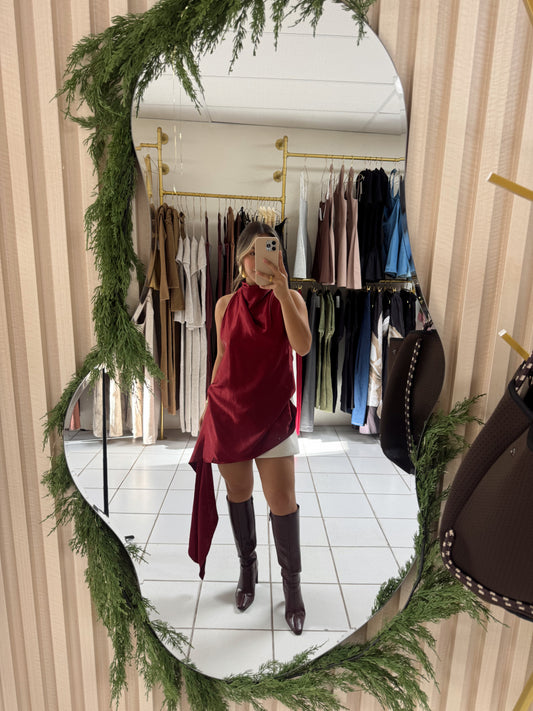 Halter Satin Top Wine