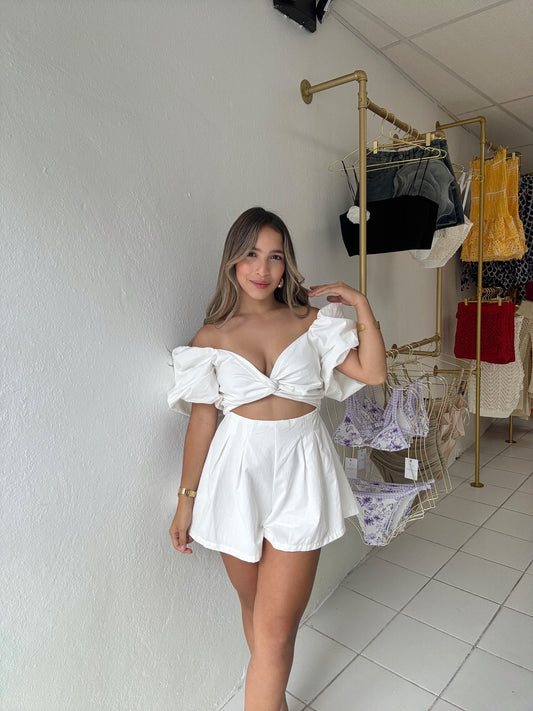 Puff Sleeve Flare Romper