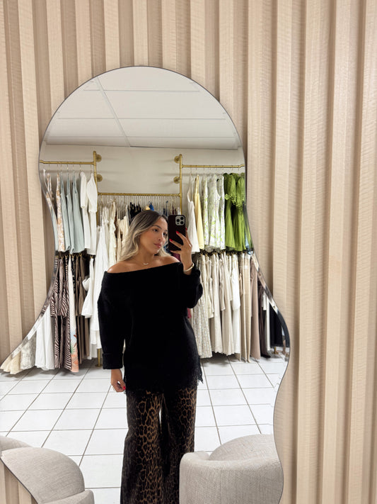 Boat Neck Lace Sweater Top