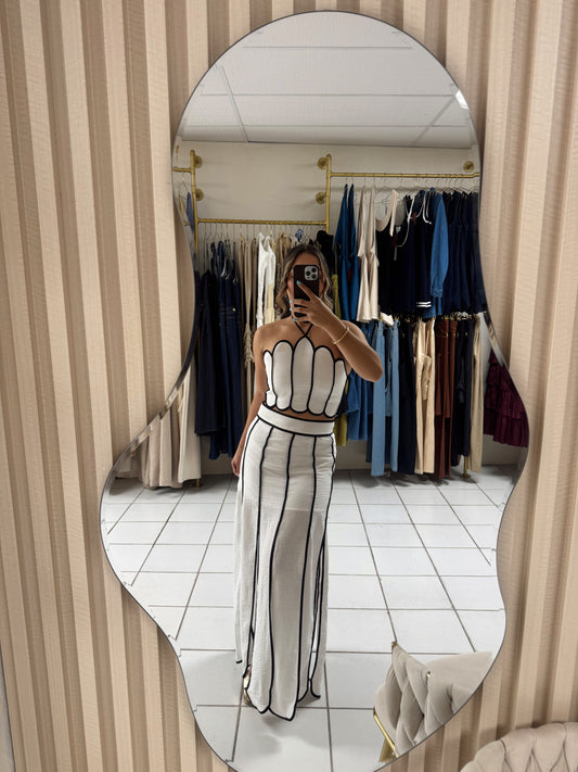 Piping Detail Skirt Set