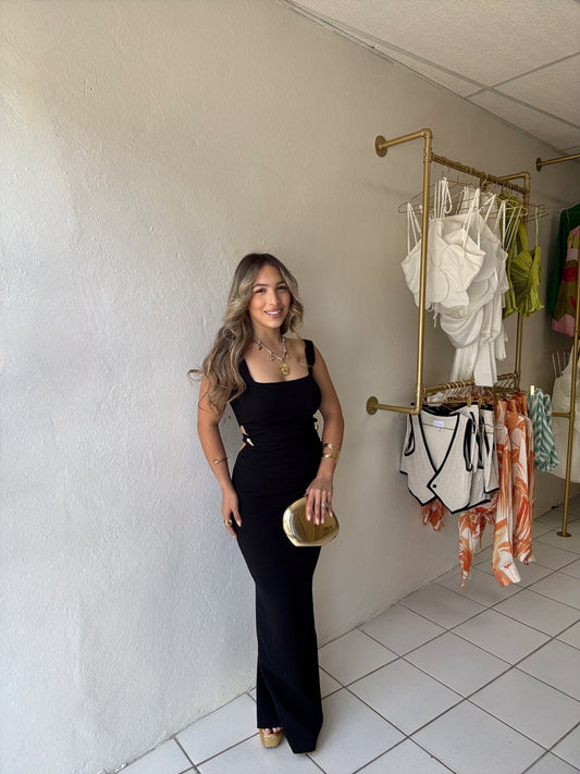 Knit Black Gold Maxi Dress