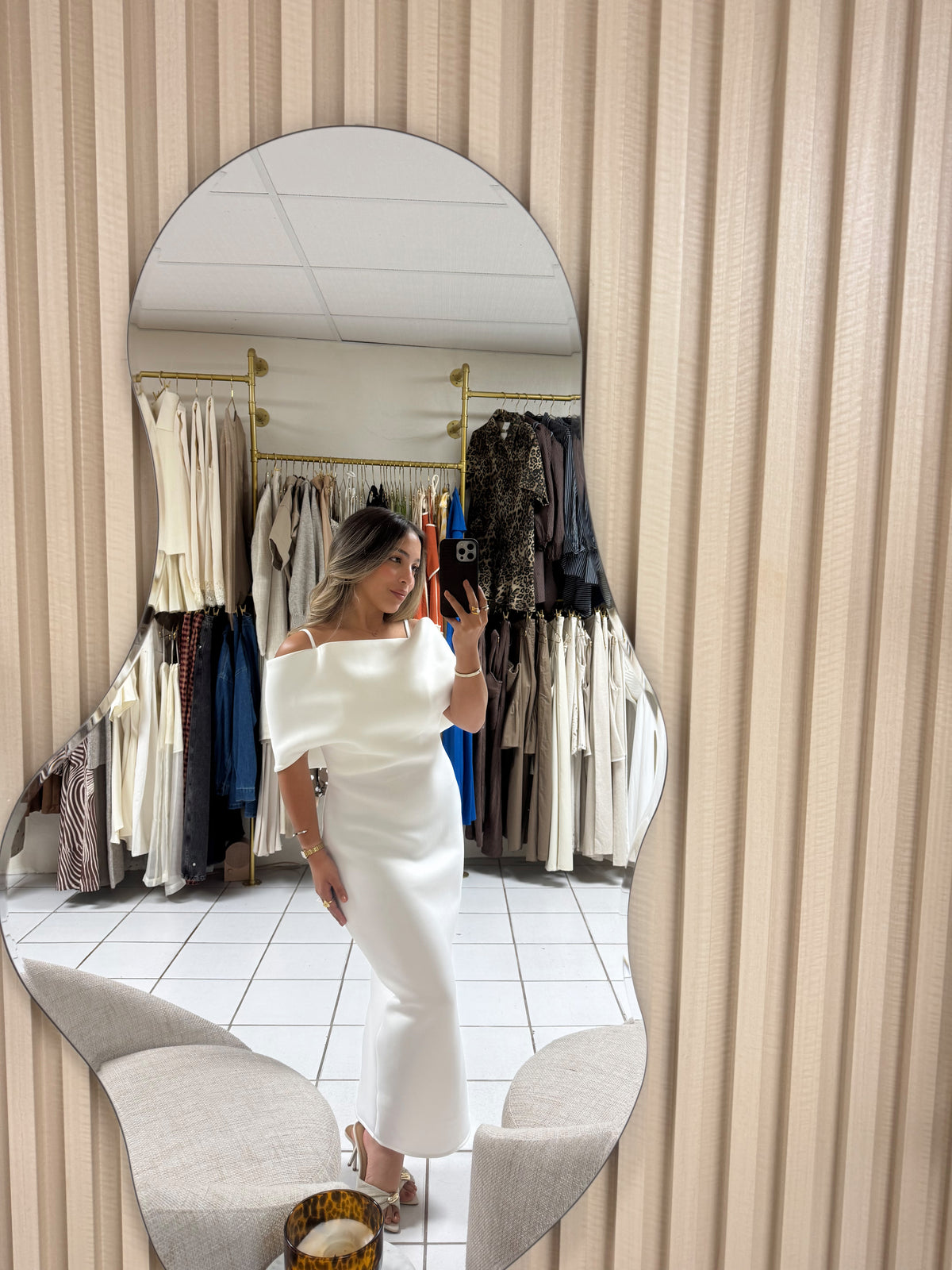 Scuba Off Shoulder Midi Dress