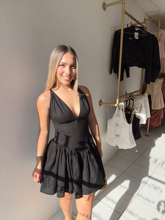 Flare Black Mini Dress