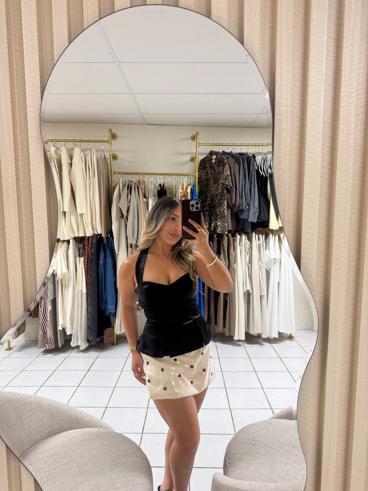Polka Dot Beaded Skort