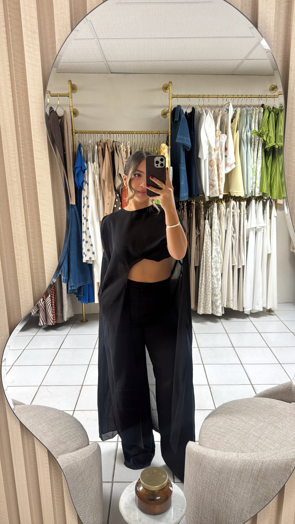 Black Mesh Cape Set