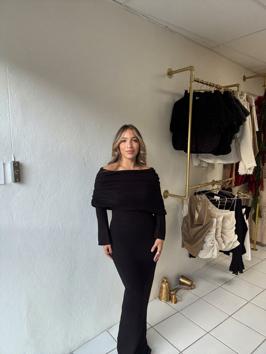 Off Shoulder Black Dress