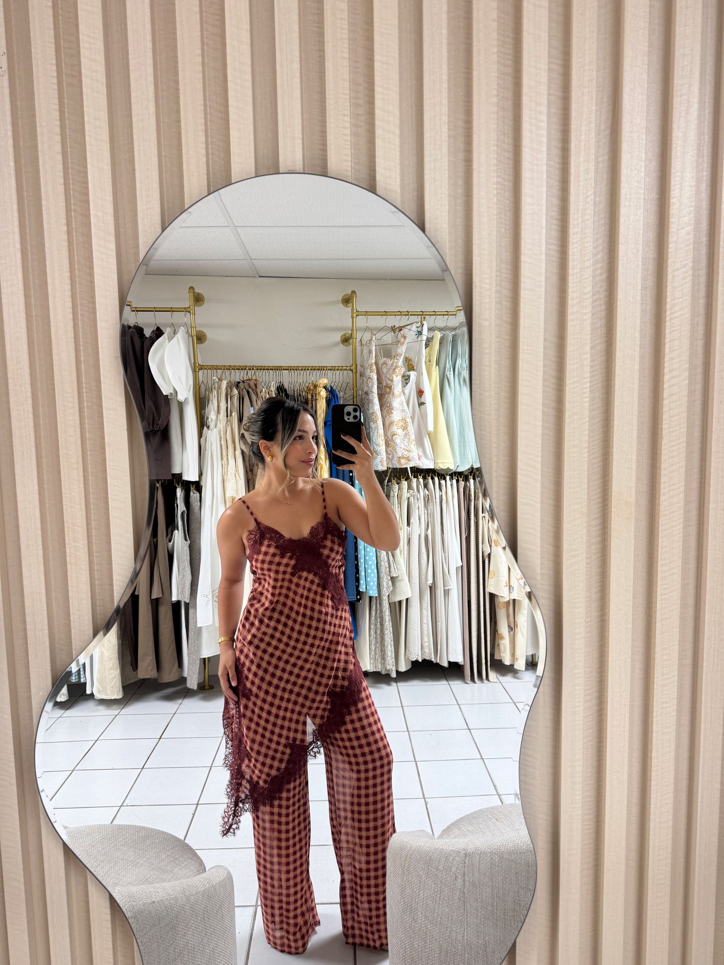 Gingham Lace Trim Set
