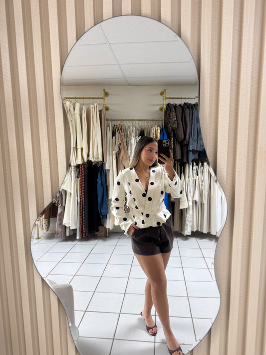 Polka Dot Peplum Blazer Top