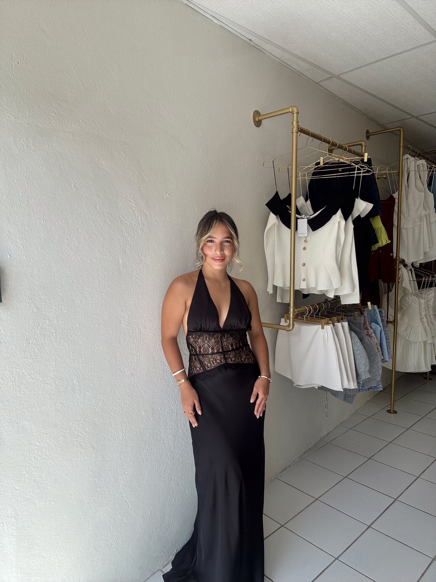 Lace Satin Dress