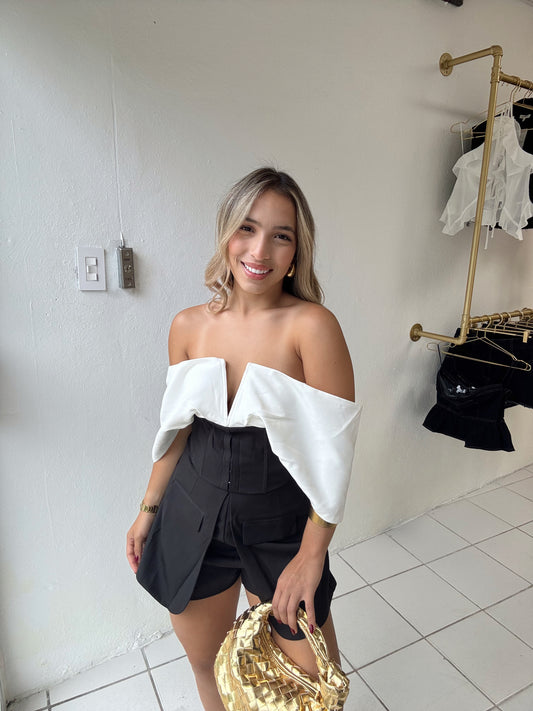 Off Shoulder Suit Romper