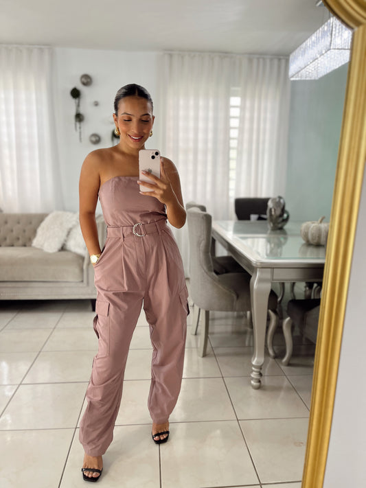 Strapless Cargo Jumpsuit