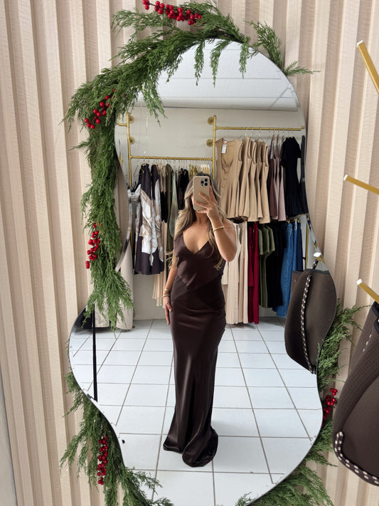 Chocolate Satin Maxi