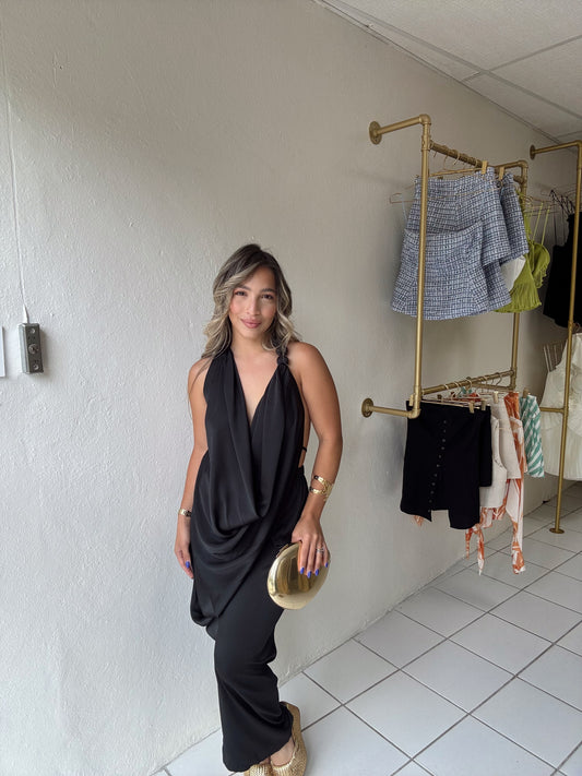 Beaded Accent Drape Dress