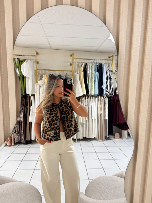Leopard Felt Vest