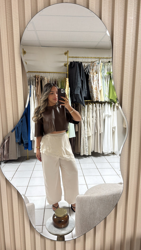 Layered Lace Trim Pants