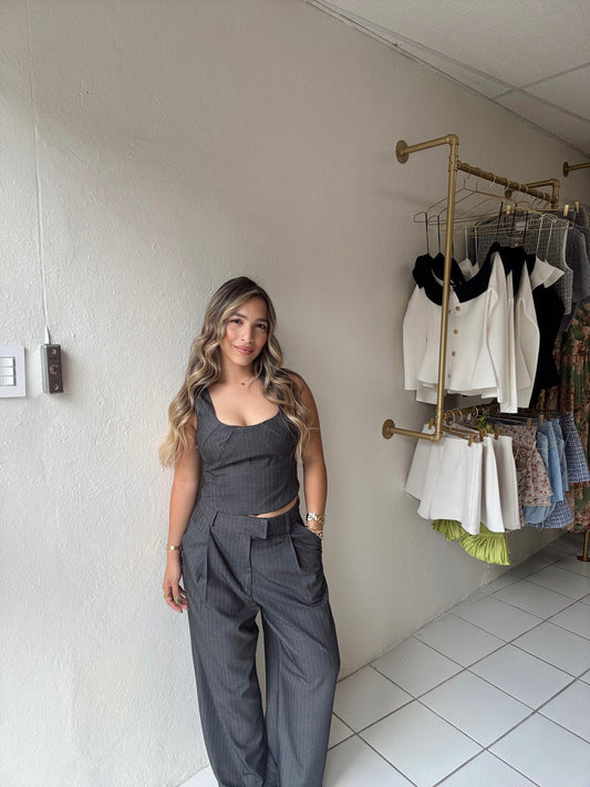 Pin Stripe Bustier Pant Set